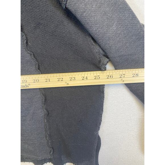 American Eagle Patchwork Exposed Seam Oversized Black Gray Sweatshirt Top - Picture 9 of 10